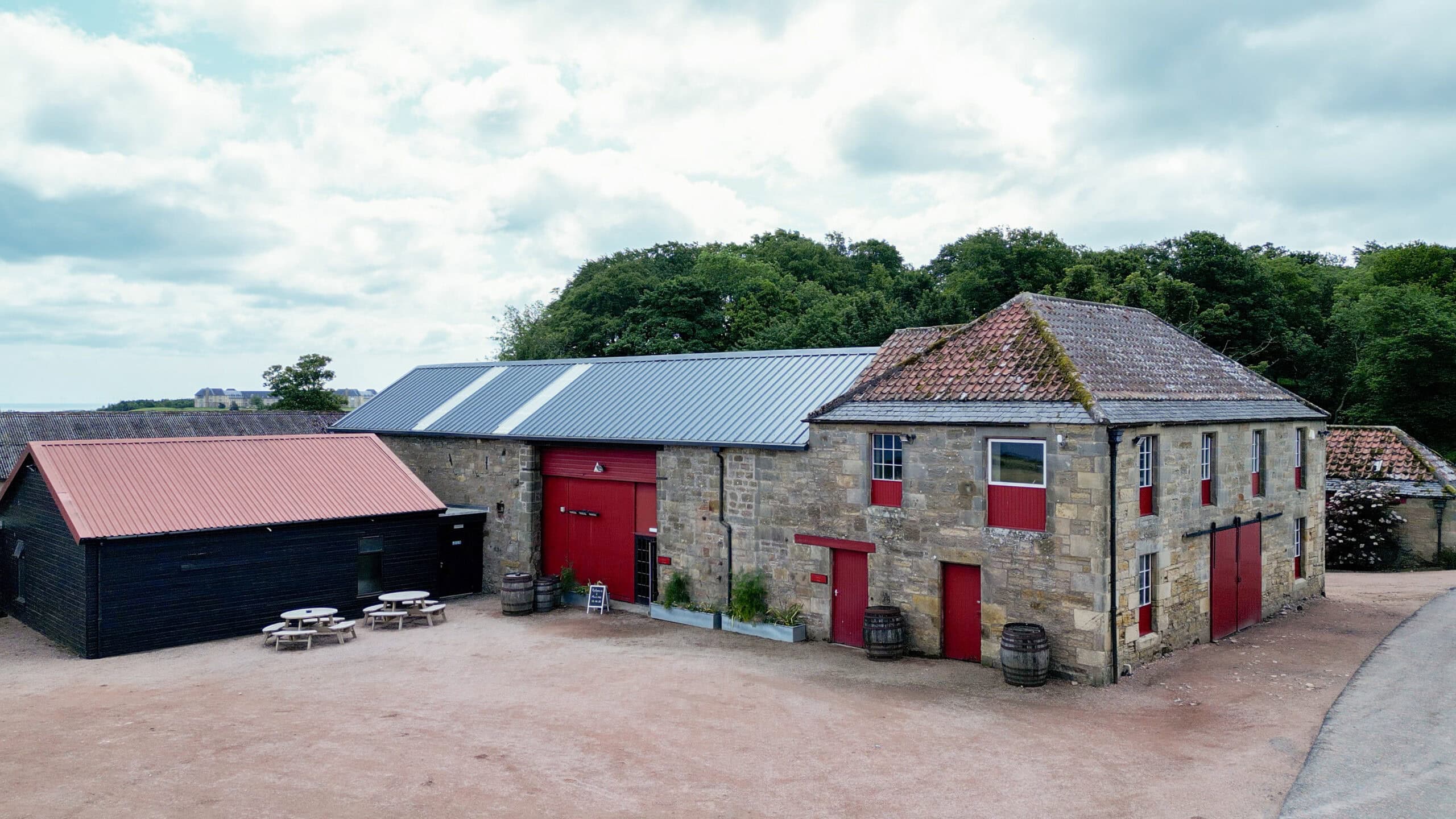 Stone buildings with colourful doors and windows